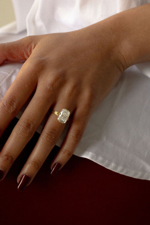 5.02 ct Antique Cut Cushion Solitaire