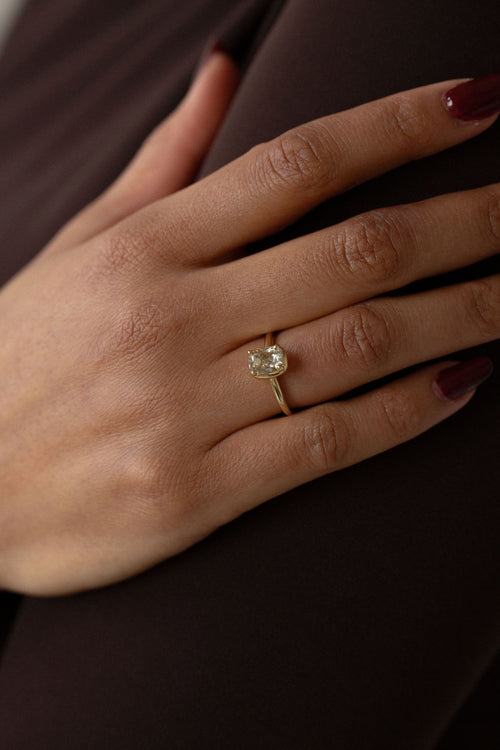 Champagne Antique Cut Cushion Solitaire