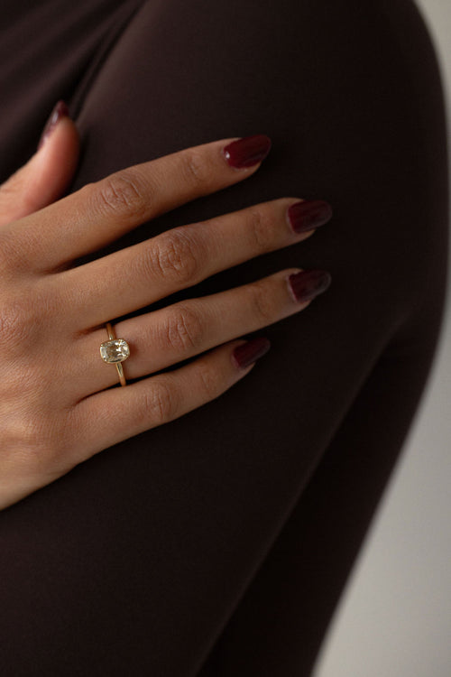 Champagne Antique Cut Cushion Solitaire