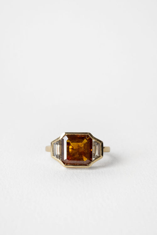Rustic Amber Diamond Three-Stone