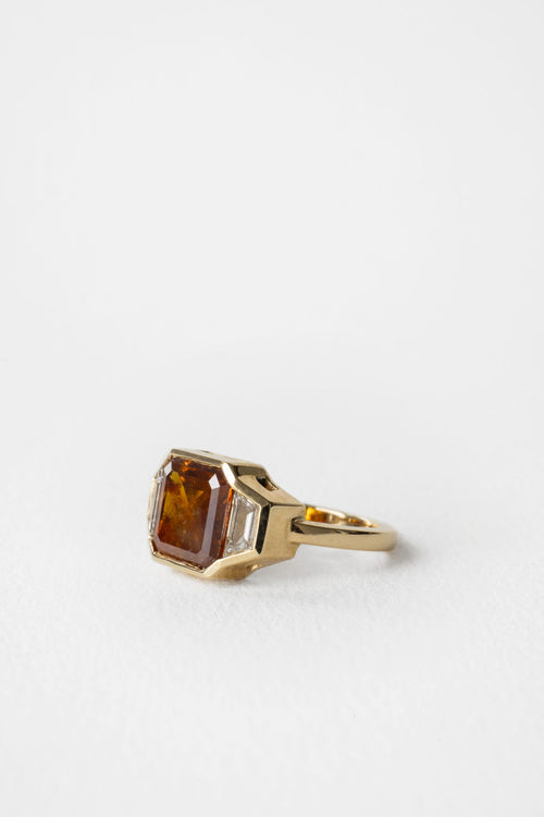 Rustic Amber Diamond Three-Stone