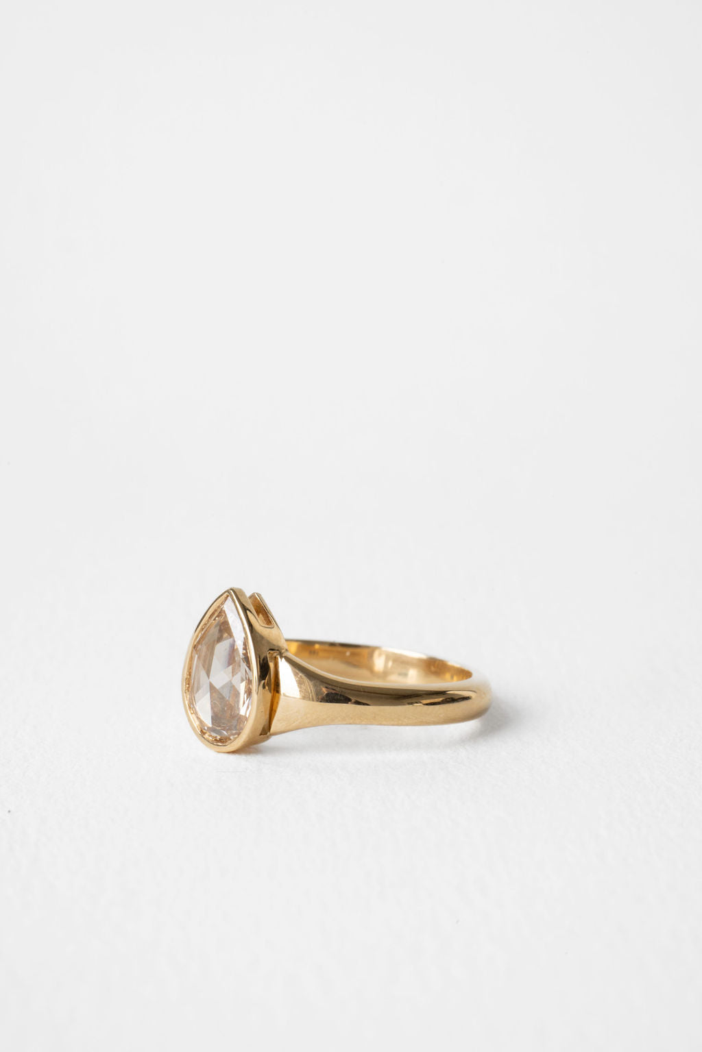 Pale Champagne Rose Cut Pear Soltiaire