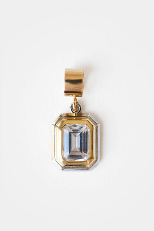 Reversible Omega Necklace | Two-Tone Bezel Emerald