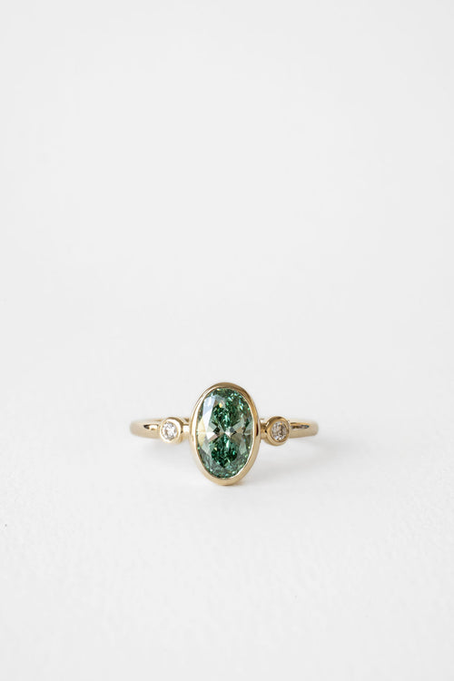 Lark || Oval Green Diamond