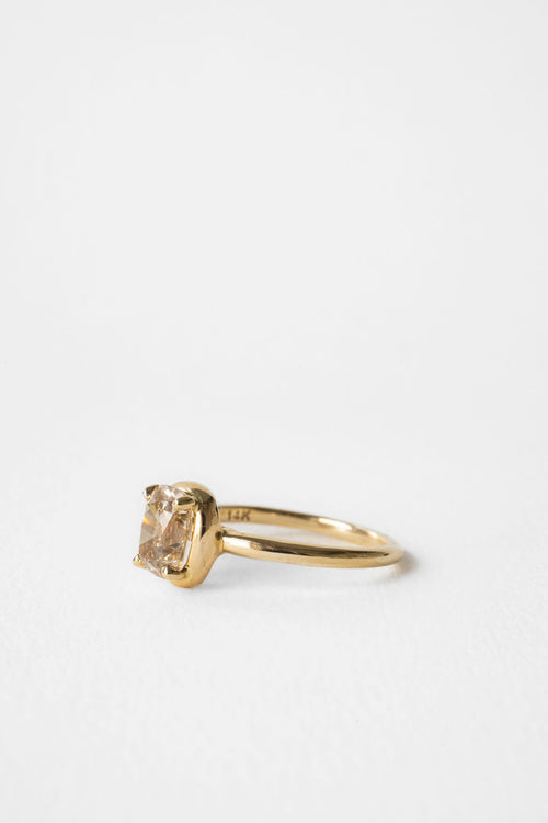 Champagne Antique Cut Cushion Solitaire