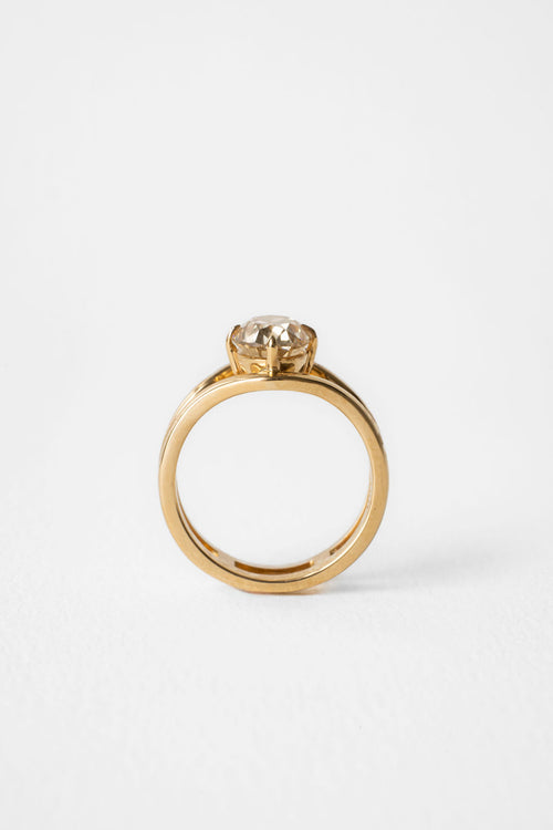 Champagne Oval Double Band Solitaire