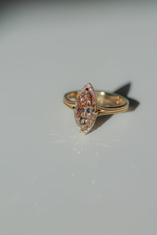 2.08 ct Champagne marquise Ridged band Caraway