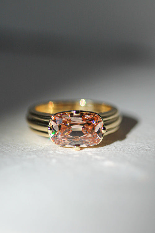 2.76 ct Pink old mine cushion east-west solitaire