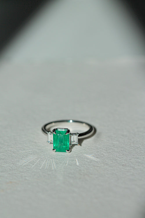 Emerald & Diamond Three-Stone