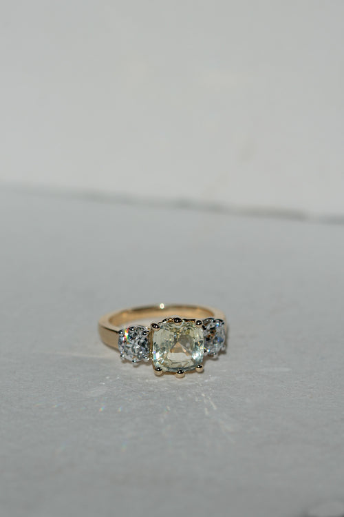 Yellow Sapphire & Diamond Three-Stone