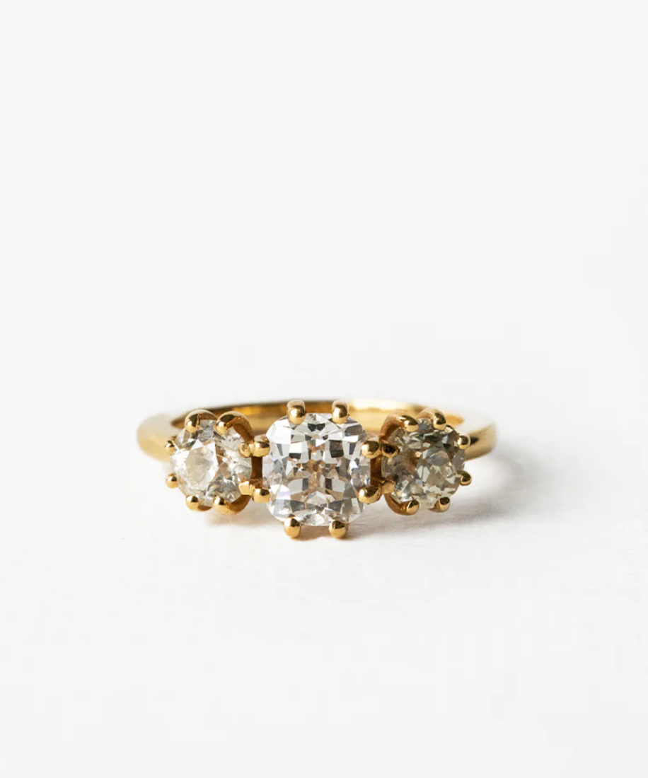 Zach & Amanda | Custom Old-Mine 3 Stone