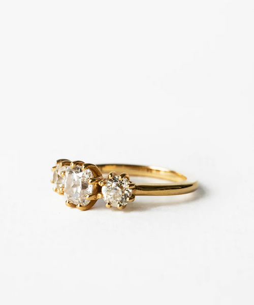 Zach & Amanda | Custom Old-Mine 3 Stone