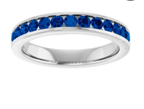 Custom Men's Band | Platinum & Sapphires R513b