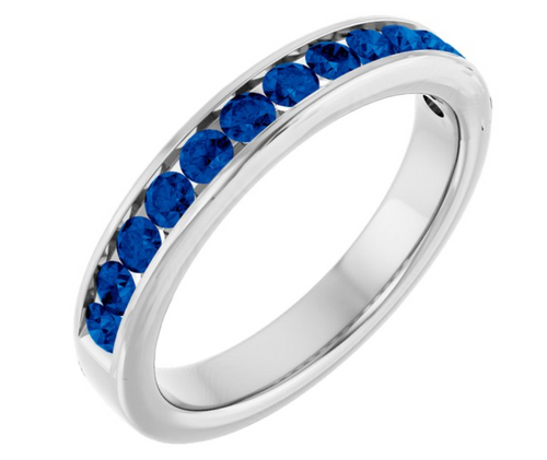 Custom Men's Band | Platinum & Sapphires R513b