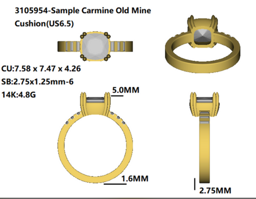 Carmine || Old Mine Cushion
