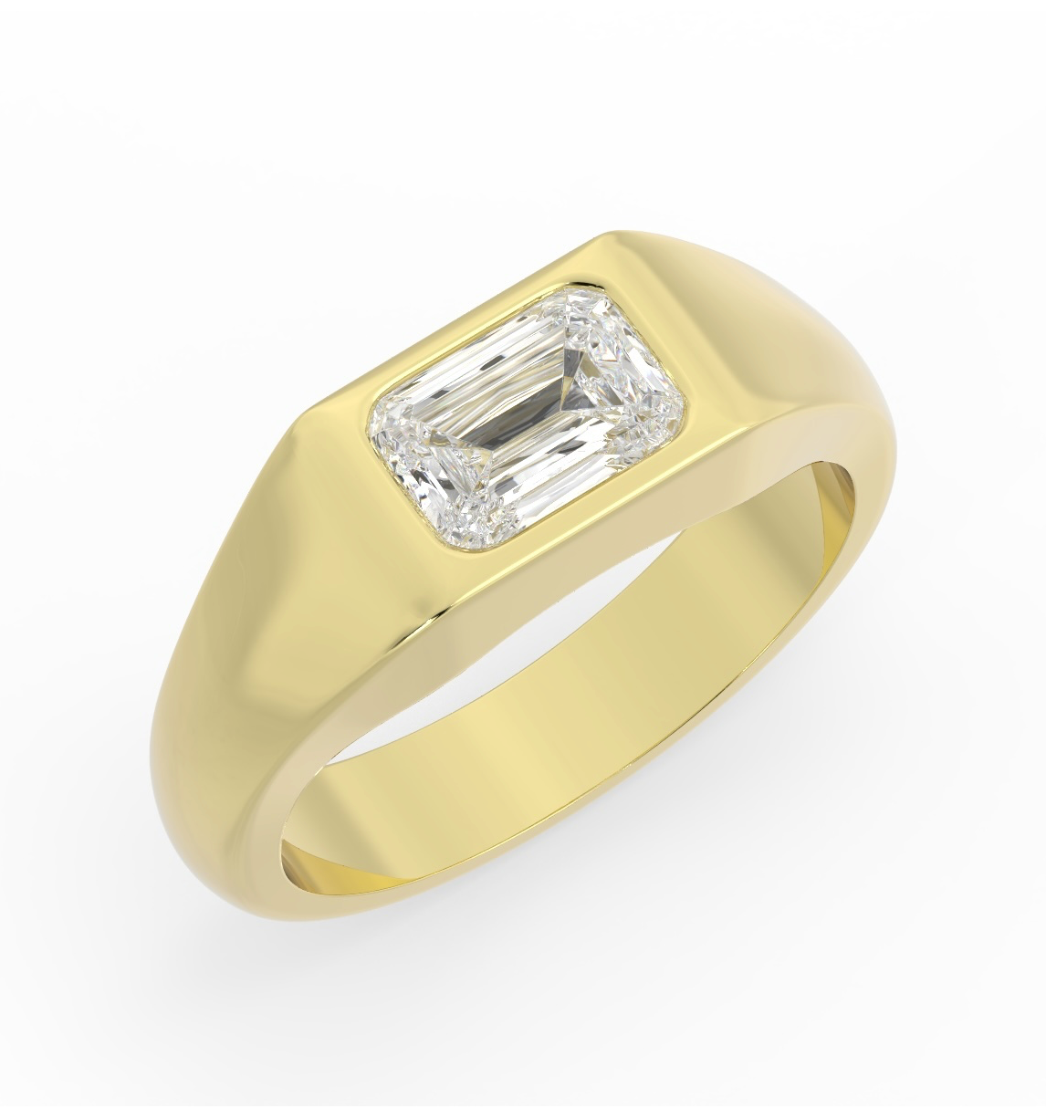 Custom Radiant Diamond Signet | R831
