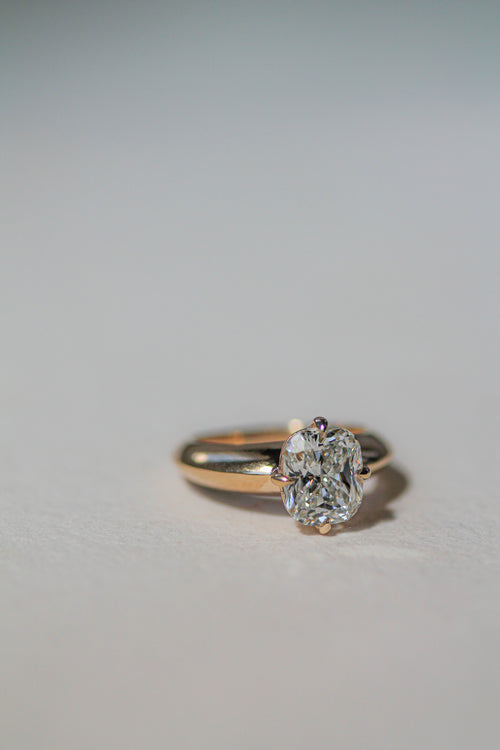 2.50 ct elongated cushion chunky knife-edge solitaire