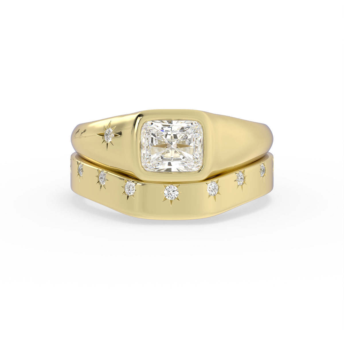 Custom Radiant Diamond Signet | P757