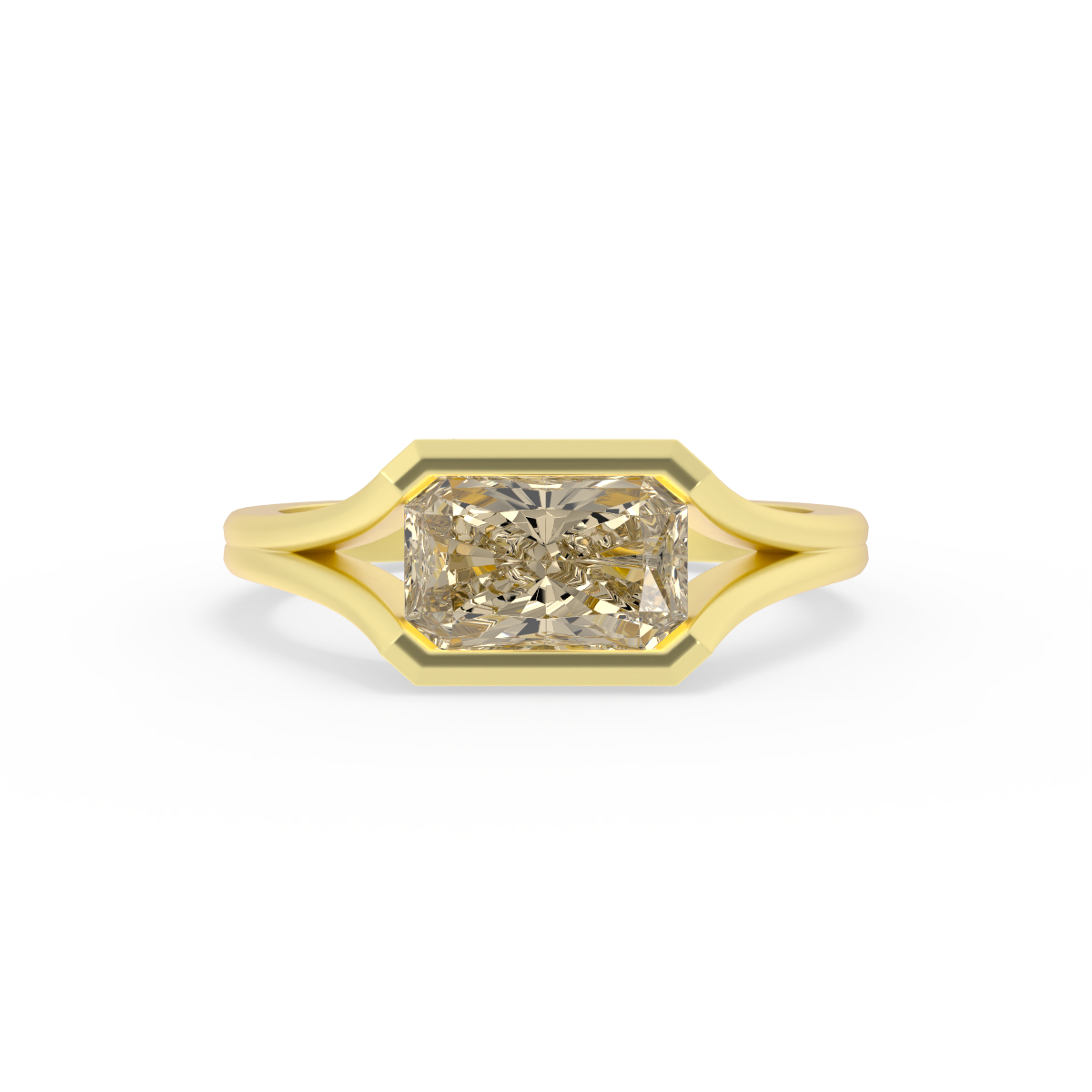 Champagne Radiant Double Band Solitaire | OAK