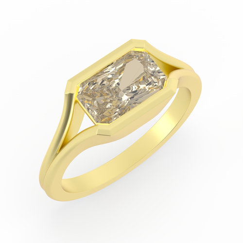 Champagne Radiant Double Band Solitaire | OAK (view 2)
