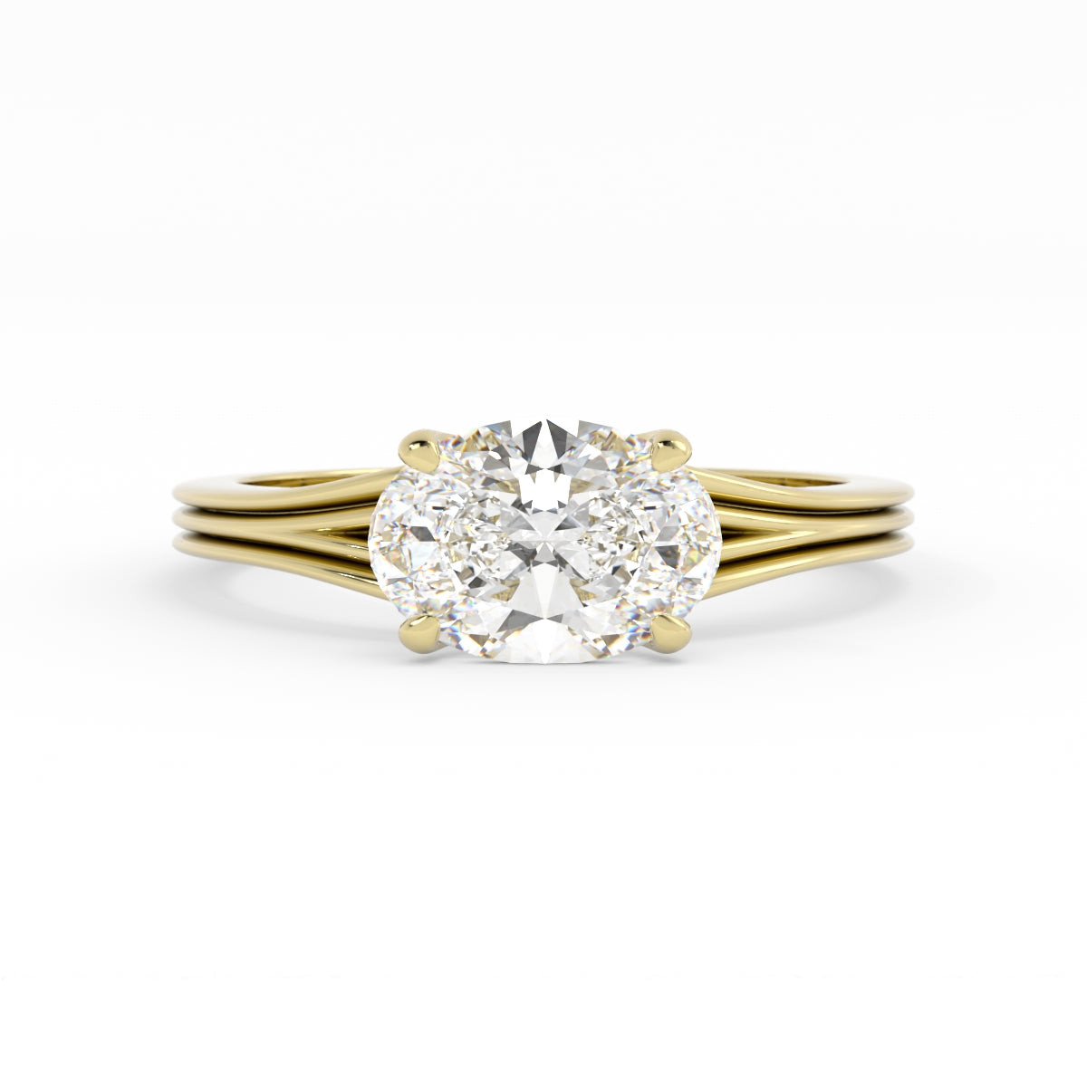 East West Oval & Ridged Split Band | Quote P570