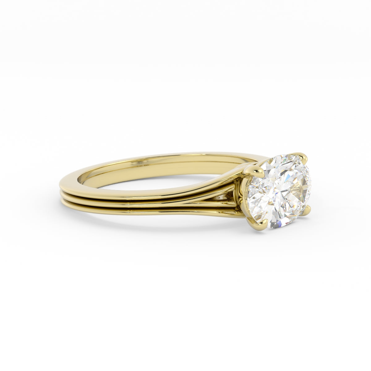 East West Oval & Ridged Split Band | R971