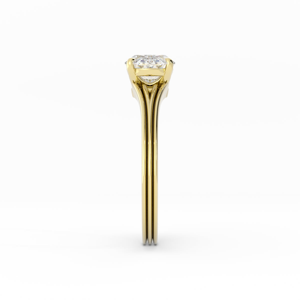 East West Oval & Ridged Split Band | R971