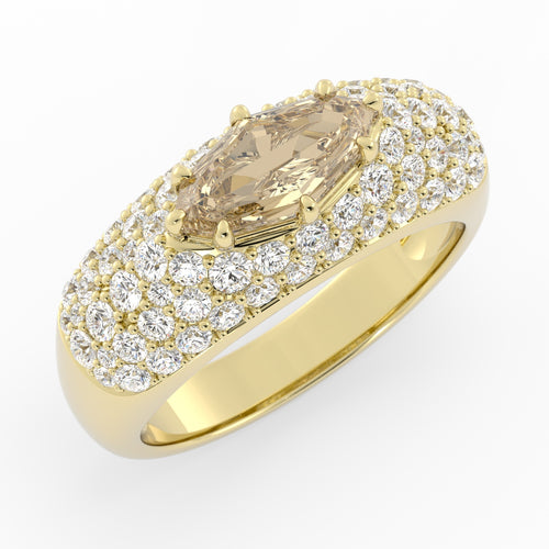 East West Pave Dome || Step Cut Marquise