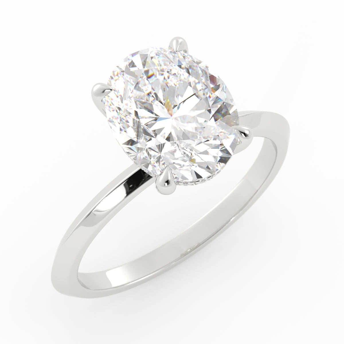 Jake | Custom Oval Solitaire with Knife Edge and Hidden Halo