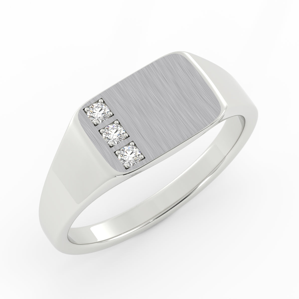 Rectangle Diamond Signet | Platinum | J2209