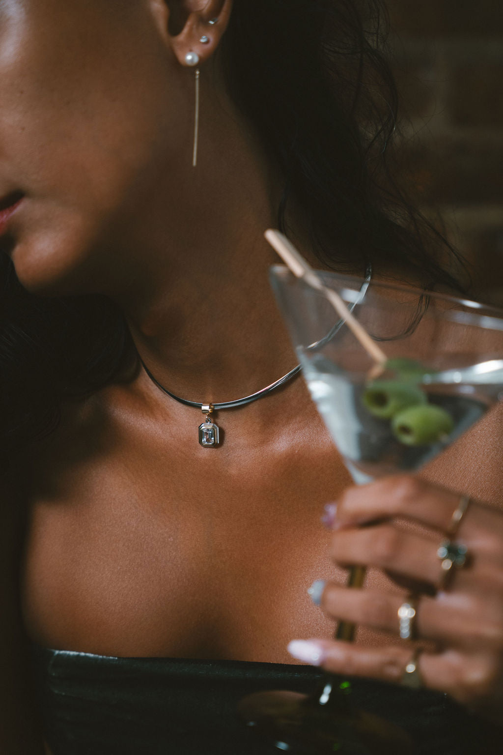 Reversible Omega Necklace | Two-Tone Bezel Emerald