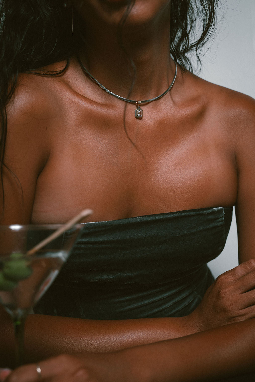 Reversible Omega Necklace | Two-Tone Bezel Emerald