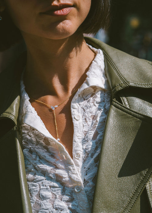 Dainty Diamond Plunge Necklace (view 3)