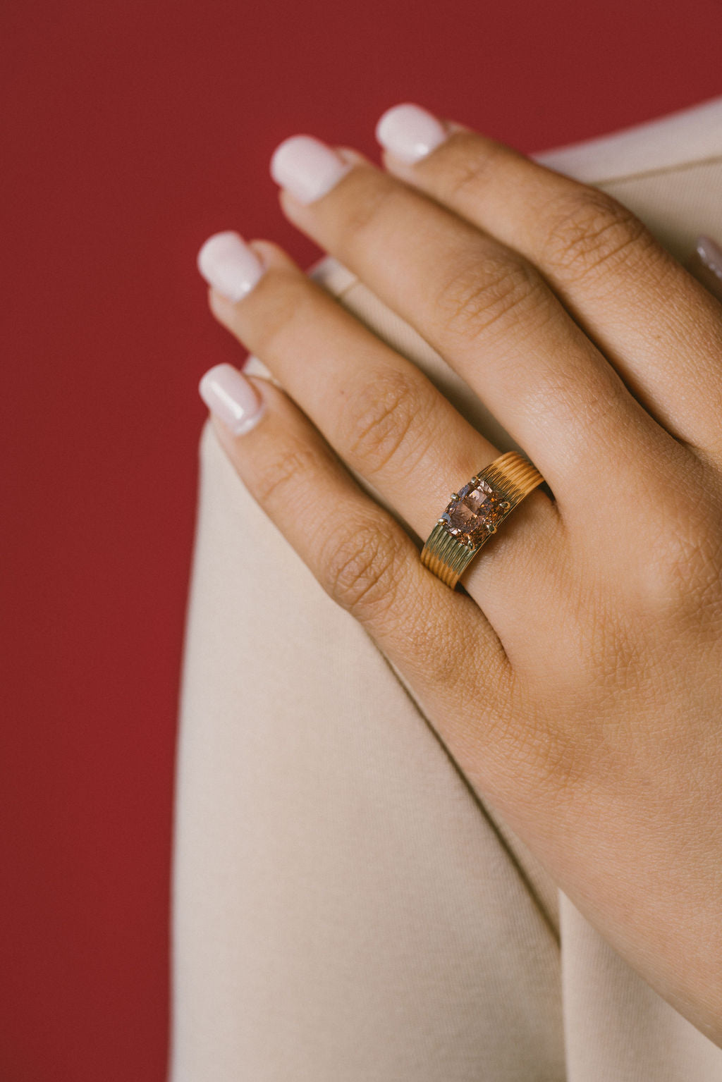 Champagne Senna | Old Mine Cushion Deep Champagne – June Rings