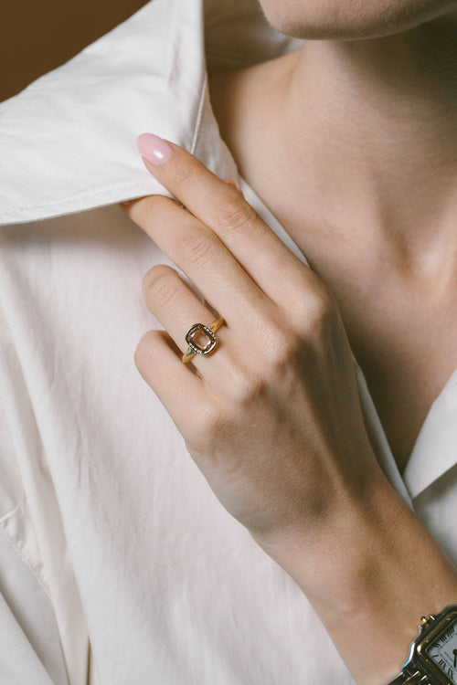 Champagne Dove | Rose cut cushion Ready to Ship