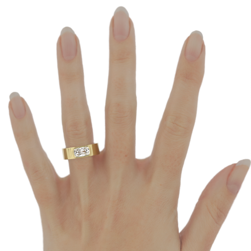 Old Mine Cushion Cigar Band Solitaire | OAK (view 4)