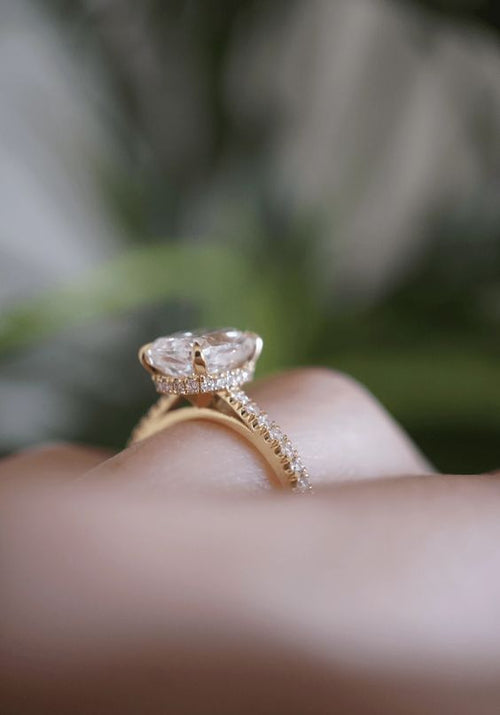 Oval with a Pavé Band | Hidden Halo Detail