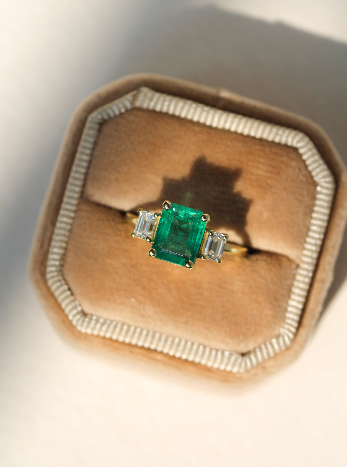 Marissa | Custom Emerald with Trapezoid Side Stones