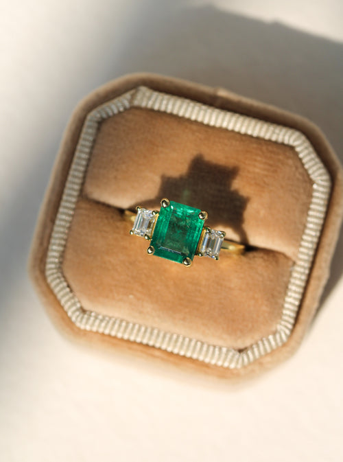 Emerald & Diamond Three Stone