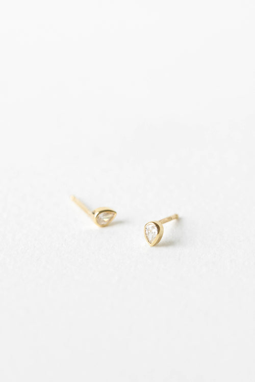 Pear Bezel Studs