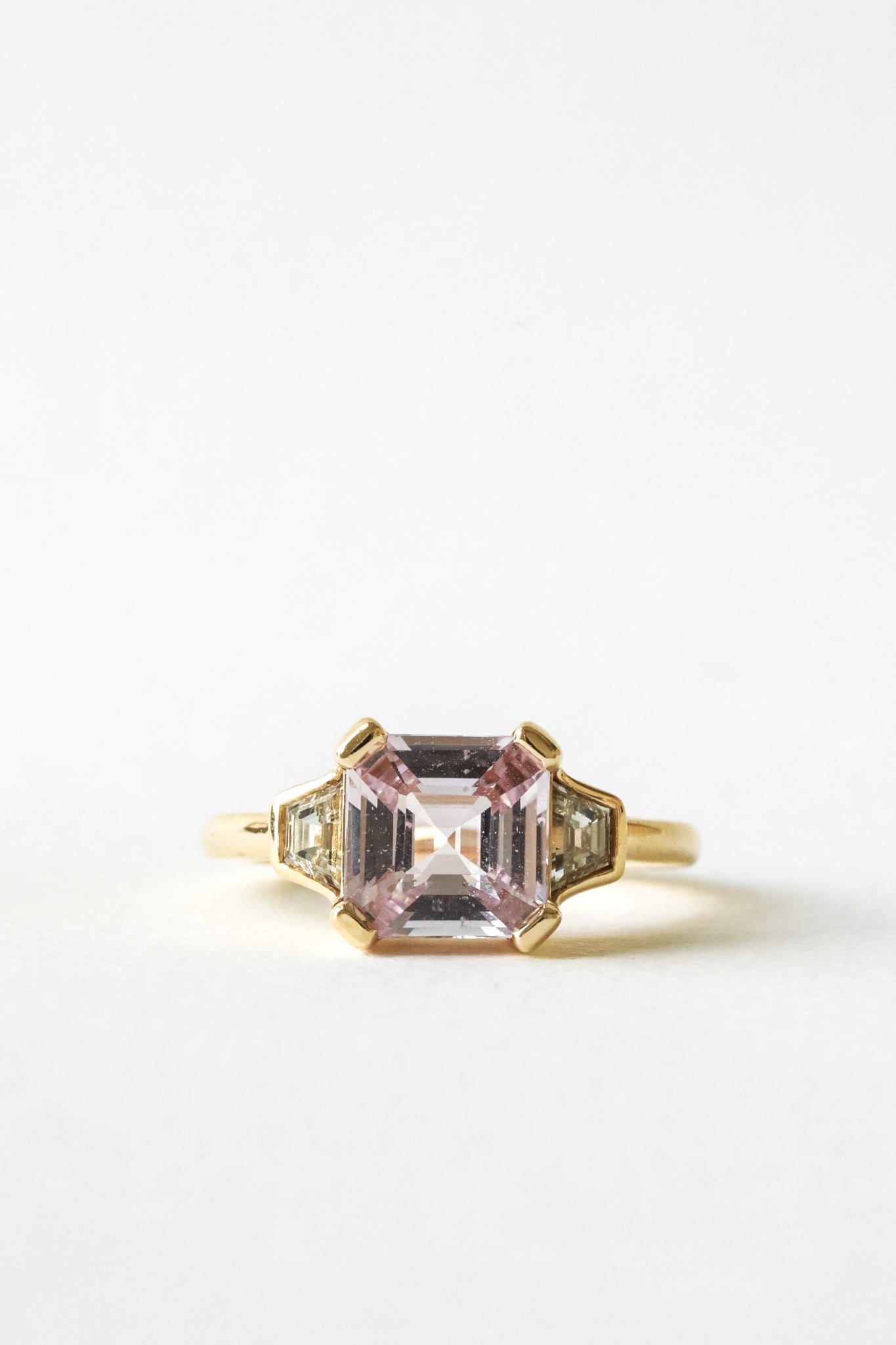 Pale Pink Sapphire Three-Stone – June Rings