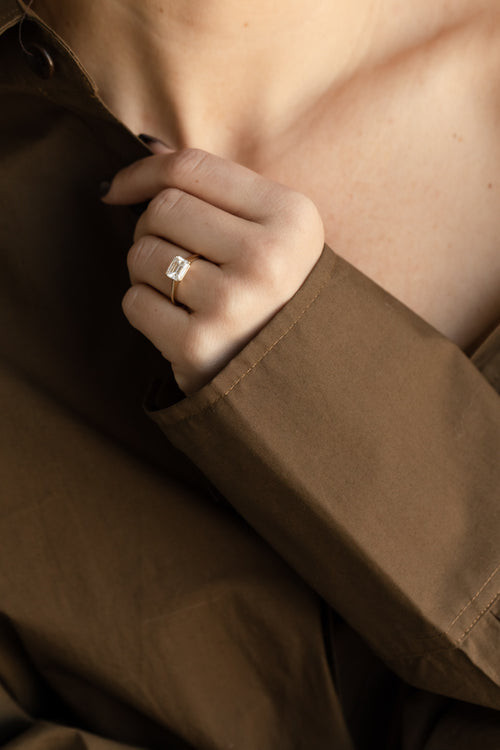 June Solitaire || East-West Emerald