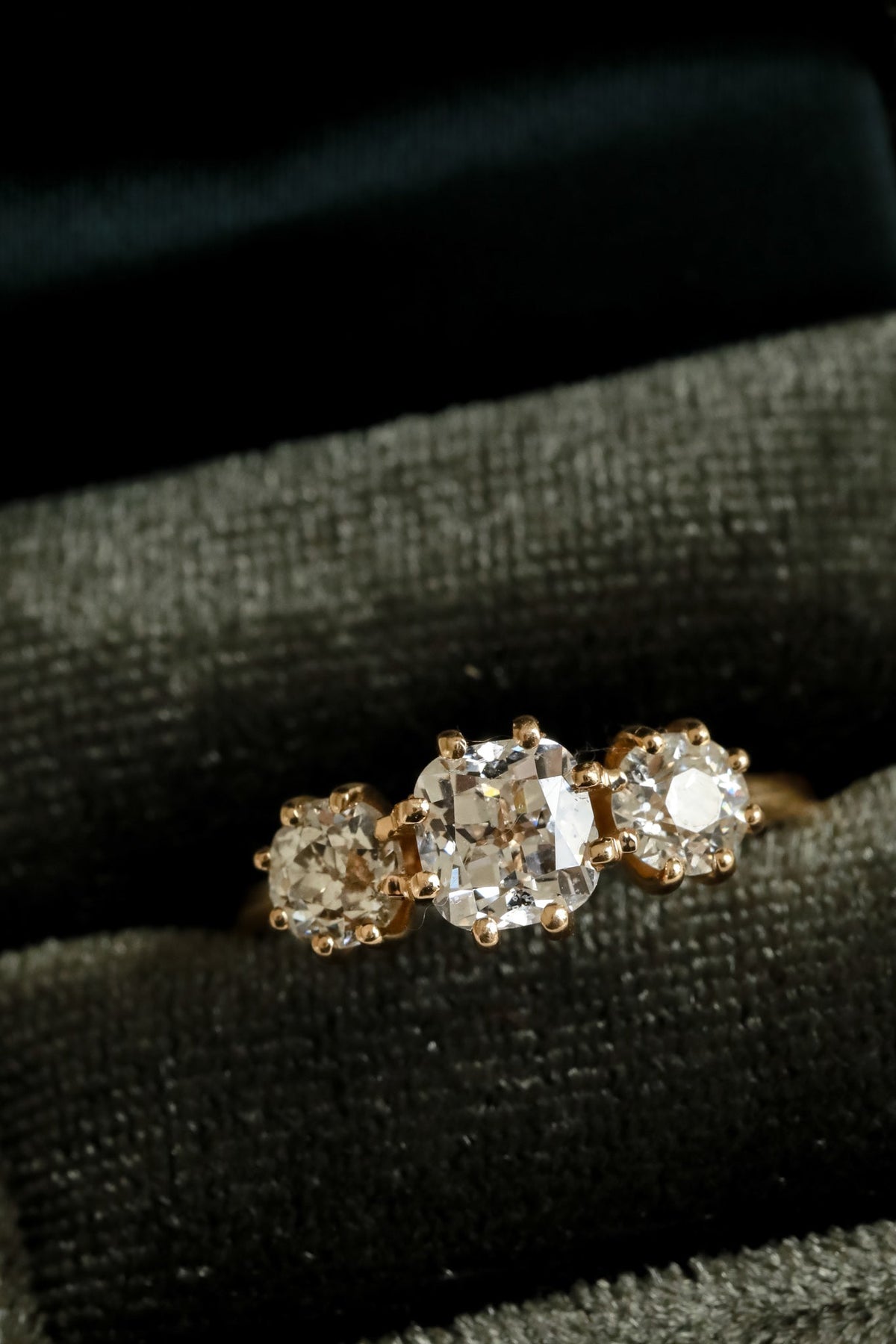 Old Mine Cushion Three-Stone - Main Image