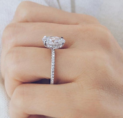 Oval with a Pavé Band | Hidden Halo Detail