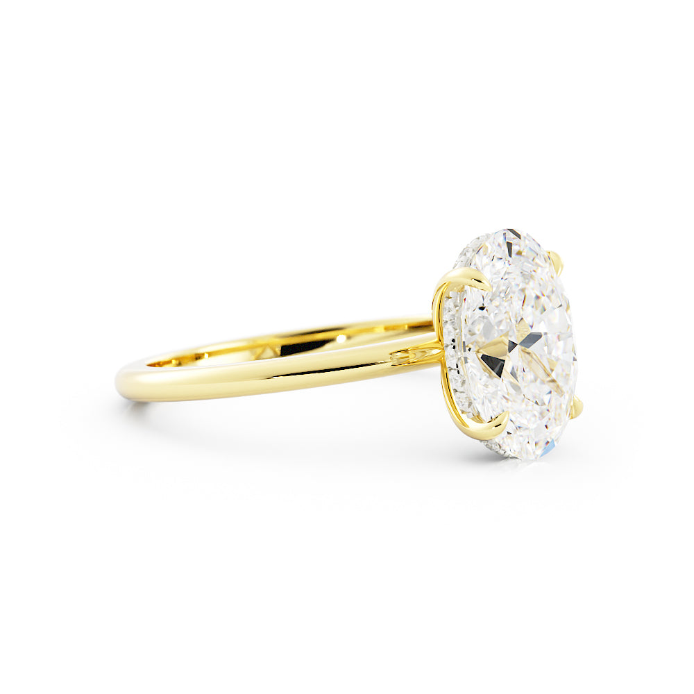 Carli | Custom Elongated Oval with Hidden Halo in Two-Tone Setting