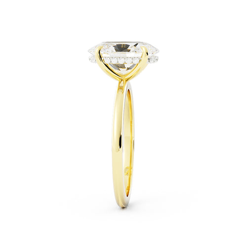 Carli | Custom Elongated Oval with Hidden Halo in Two-Tone Setting