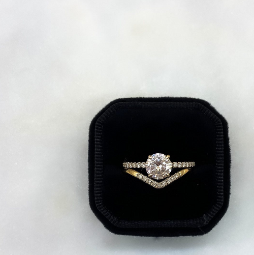 Pavé Engagement Ring with Round Center Stone