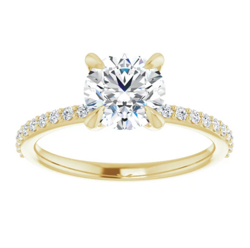 Pavé Engagement Ring with Round Center Stone