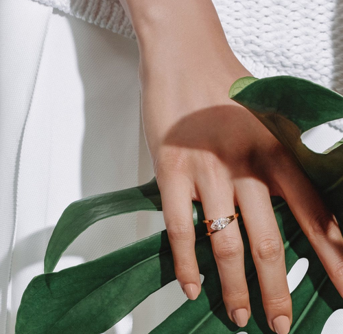 Asymmetrical Marquise East-West Solitaire