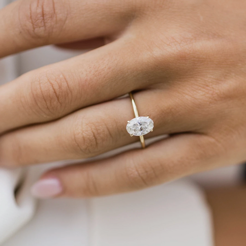 Oval Solitaire | Hidden Halo & White Gold Prongs